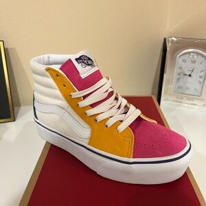 Vans Sk8-Hi Platform sneaker in pink and mustard